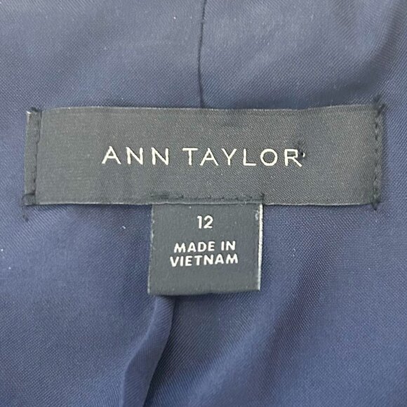 ANN TAYLOR Houndstooth Tweed Fringe Blazer Size 12 - Picture 11 of 14